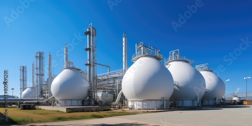 Industrial Giants: Large Storage Tanks and Silos Towering in the Industrial Facility