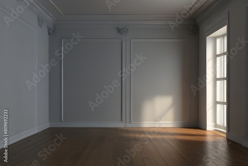 Interior empty room 3D rendering By Dmitry Berg Generative AI 