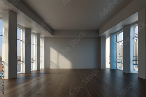 Interior empty room 3D rendering By Dmitry Berg Generative AI 