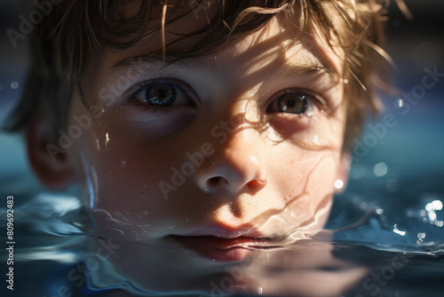 Image of beautiful person swimming underwater in the pool generative AI concept