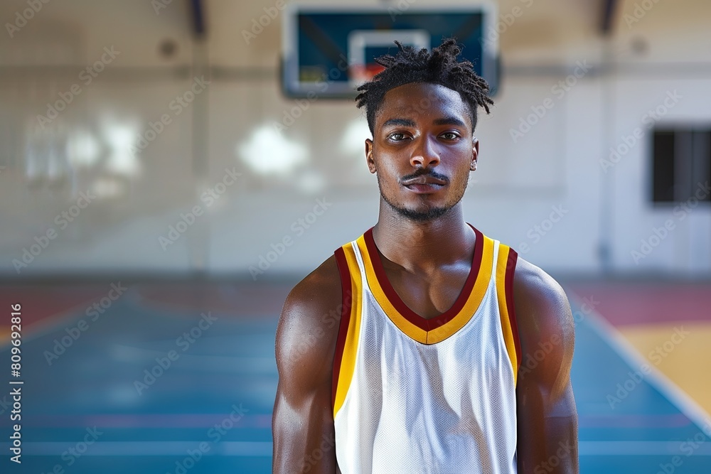 Muscular African basketball player practices outdoors, epitomizing athleticism and dedication. Muscular African basketball player practices outdoors, epitomizing athleticism and dedication.