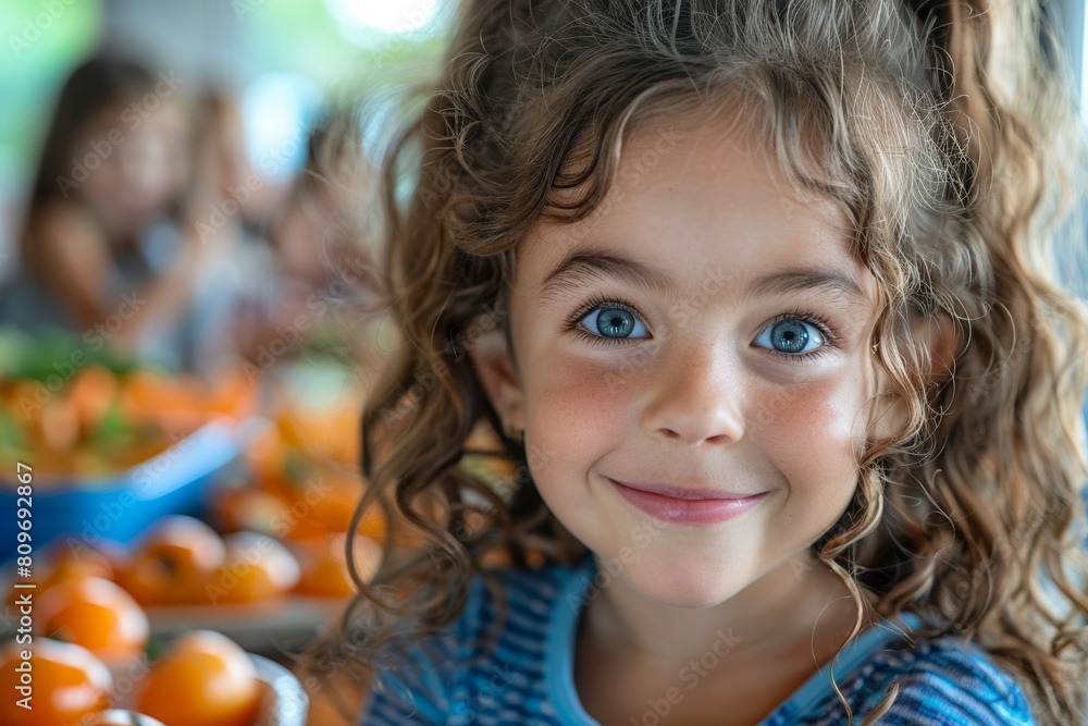 Cheerful girls enjoy a lunch of fruits, radiating happiness and innocence in a summer portrait. Cheerful girls enjoy a lunch of fruits, radiating happiness and innocence in a summer portrait.