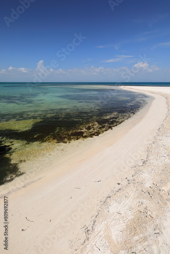 White sandbar forming the Cayo Iguana or Machos Afuera Key northernmost point, surrounded by the cristal clear Caribbean waters. Trinidad-Cuba-258