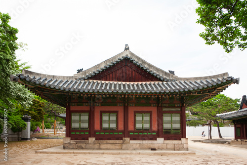 Exterior of the wooden buildings in the palace of Joseon Dynasty