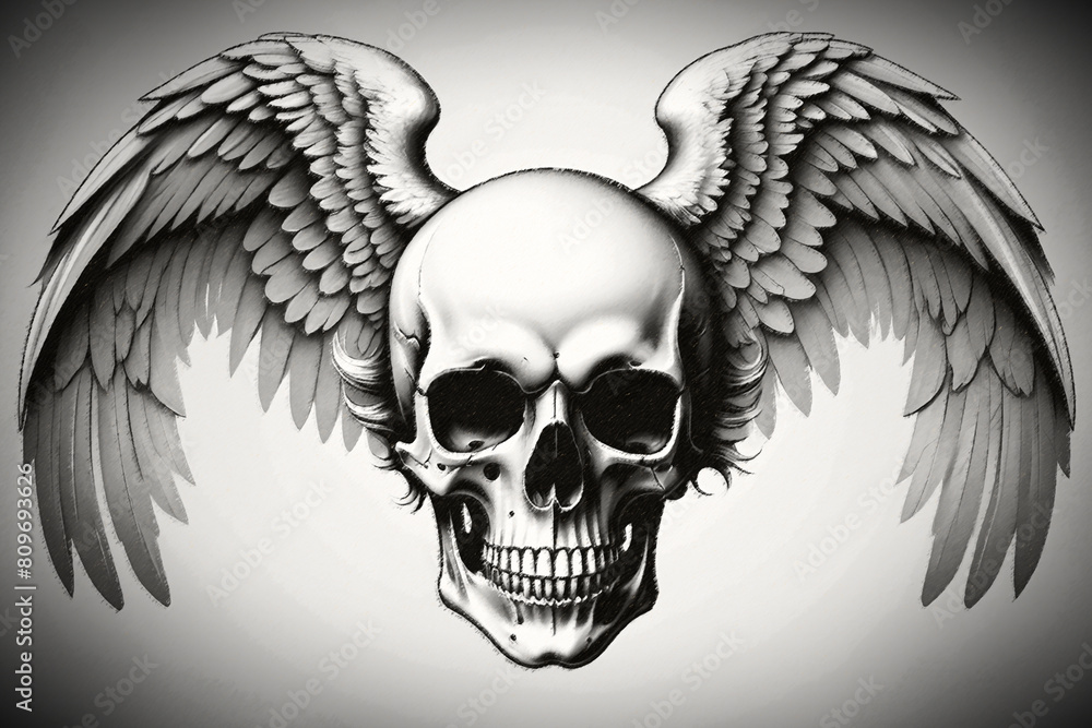 skull with angel wings illustration ia skull with angel wings illustration ia