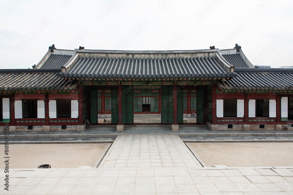 Exterior of the wooden buildings in the palace of Joseon Dynasty