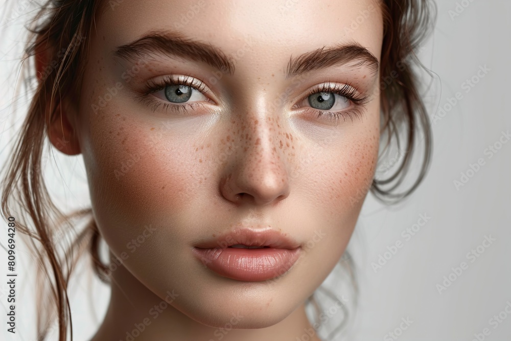 Close Up Portrait of Woman With Freckles Close Up Portrait of Woman With Freckles