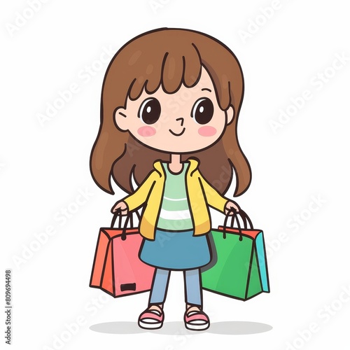 A girl is holding two shopping bags and smiling