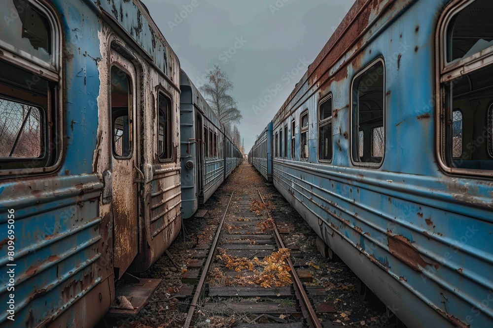 Obraz premium Neglected Train Station With Broken Windows