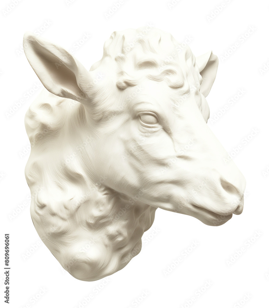 Unique White Animal Head isolated on a transparent background
