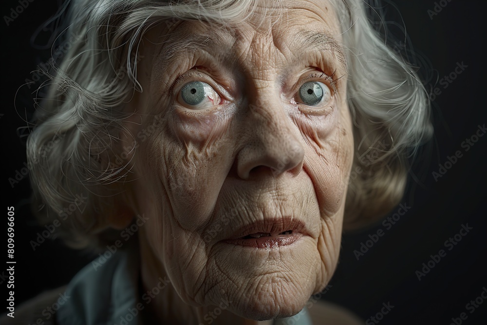 Elderly Woman With Wrinkles and Surprised Expression Elderly Woman With Wrinkles and Surprised Expression