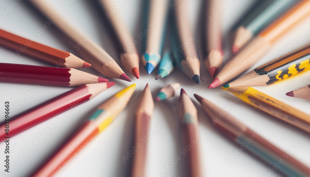 Colored pencils placed symmetrically next to each other, isolated white background
Colored pencils placed symmetrically next to each other, isolated white background
