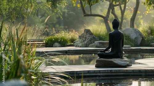 Create a sense of Zen with images of meticulously manicured gardens  tranquil ponds  and peaceful meditation spaces. These photos evoke feelings of serenity and mindfulness  perfect for relaxation app