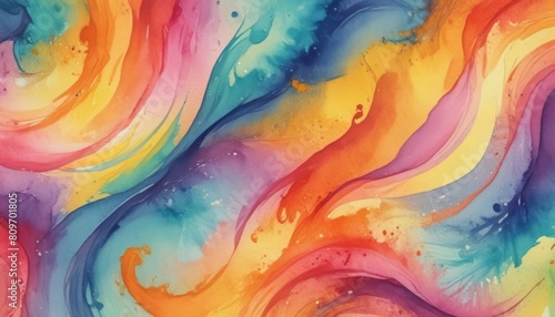 Abstract Colorful watercolor textured swirls background