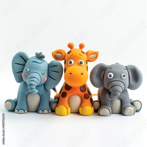 Cute clay animal figurines. Handmade.