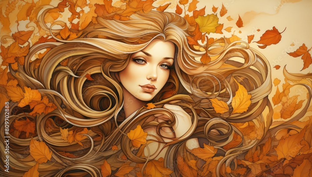 Fantasy Bloom: Elegant Woman Enveloped by Petals, Her Golden Hair Adding an Aura of Beauty Fantasy Bloom: Elegant Woman Enveloped by Petals, Her Golden Hair Adding an Aura of Beauty