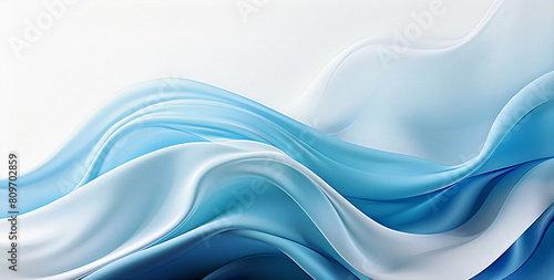 Flow of wavy blue wave, abstract background. Generative AI