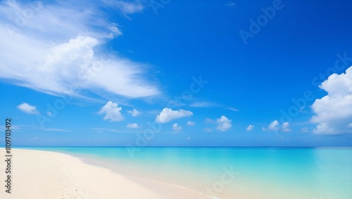 Beautiful beach and tropical sea at summer time. Holiday and vacation concept.