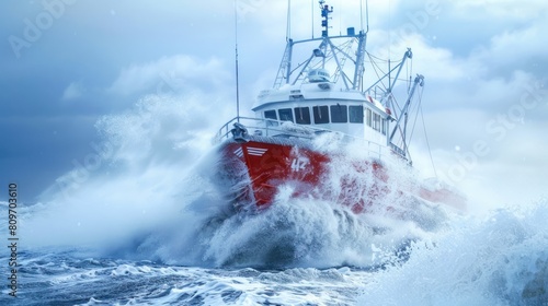 Fishing Boat in Icy Spray