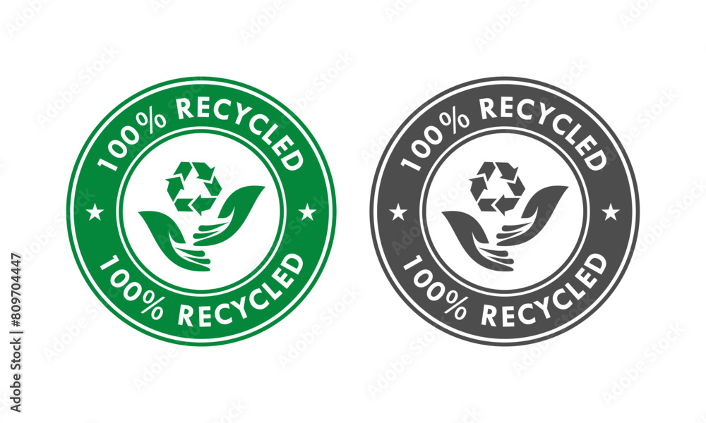 Obraz premium 100 percen recycled design badge template illustration