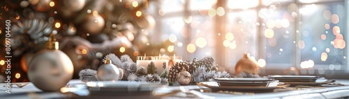 Warm and inviting, this holiday-themed image shows a beautifully decorated Christmas tree and twinkling lights in the background