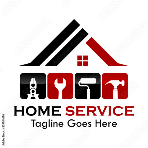 Home service design logo template illustration
