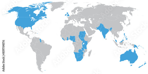 English language speaking countries on map of the world