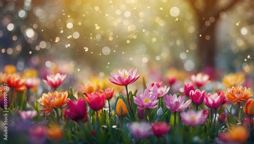 Spring's Burst, Vibrant Flowers Background for International Women's Day, Mother's Day