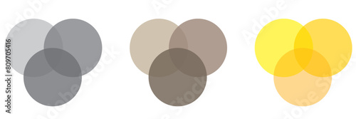 Venn diagram three overlapping circles chart line and solid. Business presentation venn vector chart.