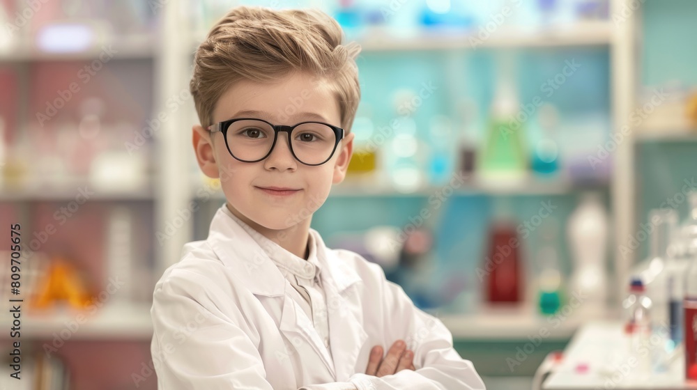 Fototapeta premium A Young Boy in the Lab