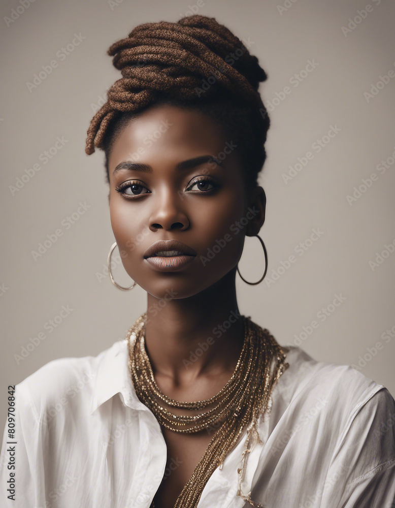 Fashion beauty African young women portrait, copy space for text
