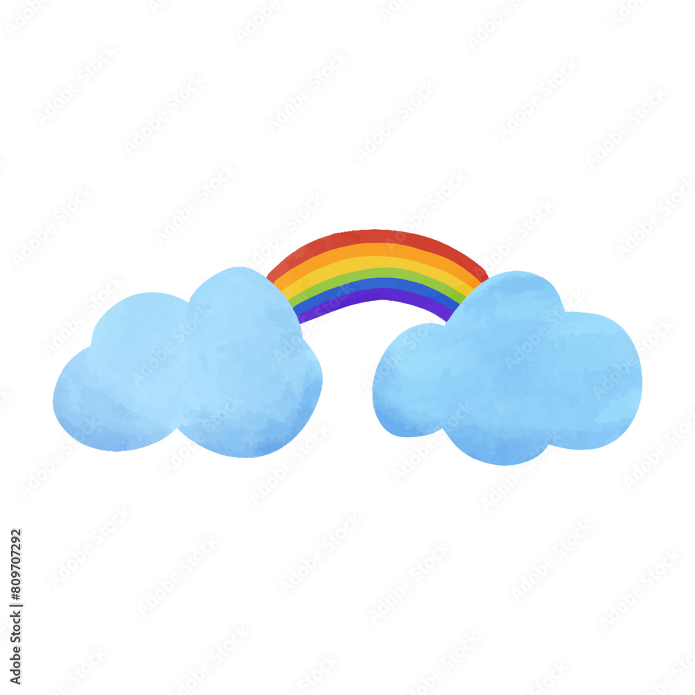 Fototapeta premium Rainbow hand drawn watercolor vector illustration.