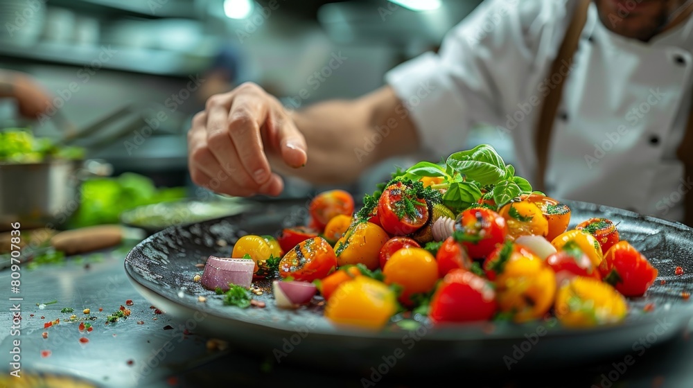 vegetable grilling art, grilled vegetables arrayed in a colorful and enticing presentation, offering a feast for the senses with their vibrant hues and delightful aroma