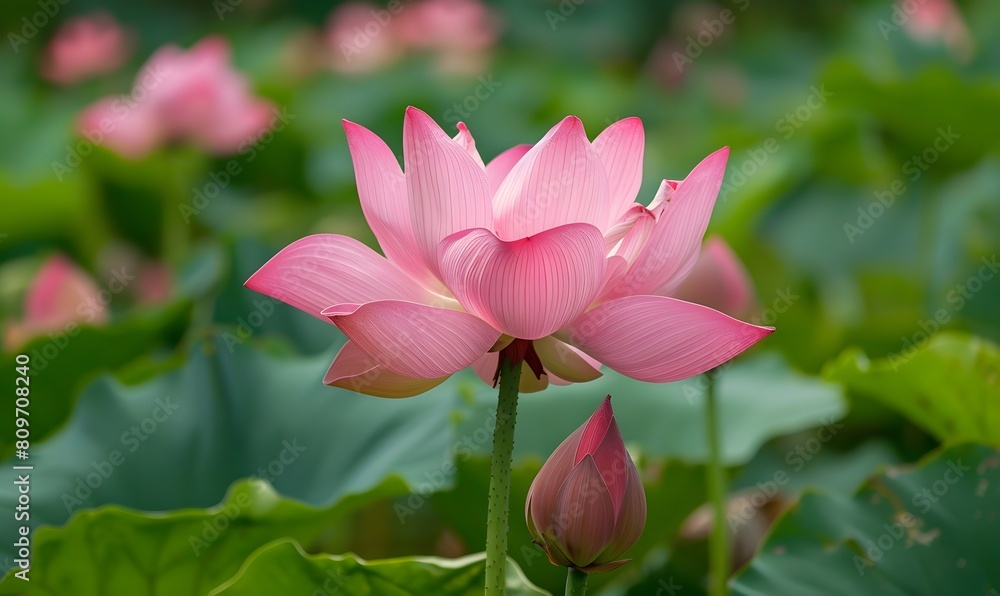 Obraz premium there are several lotus flowers blooming in different colors, Generative AI