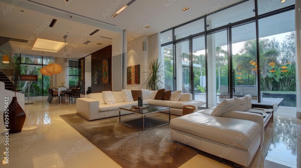 Sleek and stylish home decor arrangement providing ideas for maximizing natural light