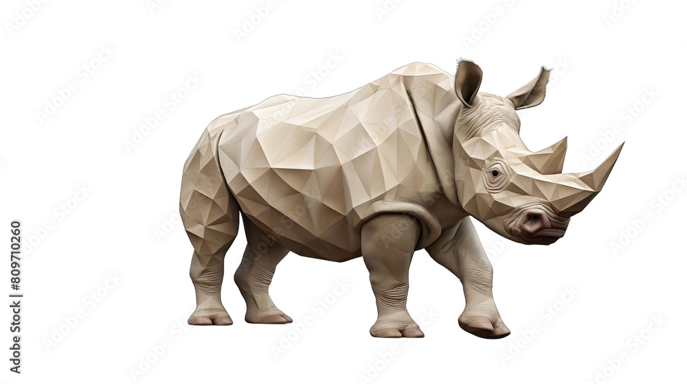 A rhino is walking on a white background A rhino is walking on a white background
