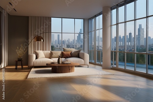 Modern bright interiors apartment 3D rendering illustration Generative AI 
