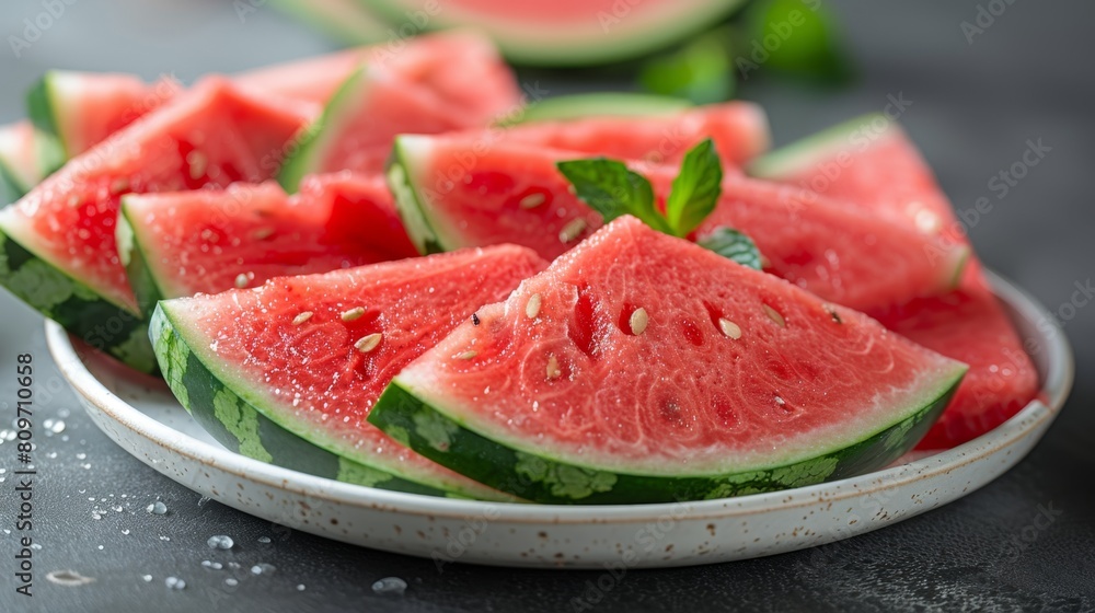summertime refreshment, close-up shot of refreshing watermelon slices on a plate, perfect for staying hydrated and enjoying the summer summertime refreshment, close-up shot of refreshing watermelon slices on a plate, perfect for staying hydrated and enjoying the summer