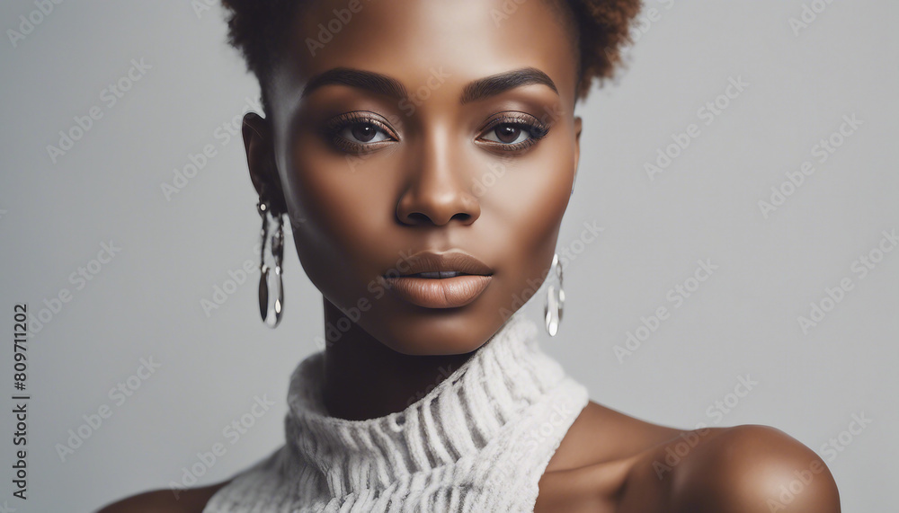 Fashion beauty African young women portrait, copy space for text
