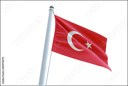 Isolated Turkey Flag, A flag of wind on a transparnt backgorund.