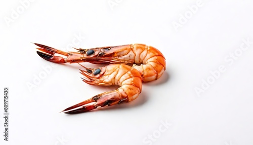 roasted prawn with skewer isolated on white background