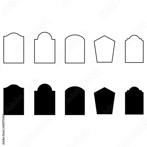 Gravestone icon vector set. Grave illustration sign collection. Tombstone symbol. Rip logo.