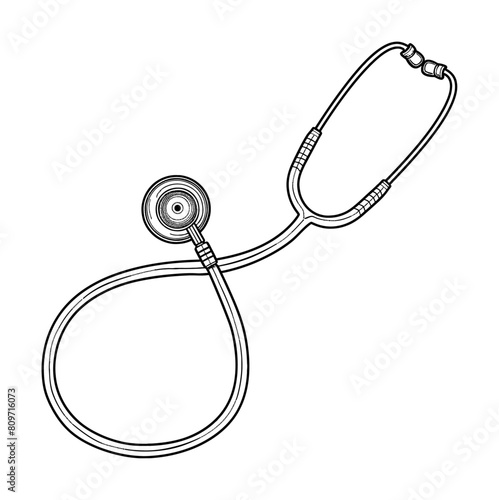 stethoscope engraving black and white outline