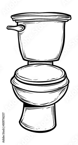 toilet engraving black and white outline