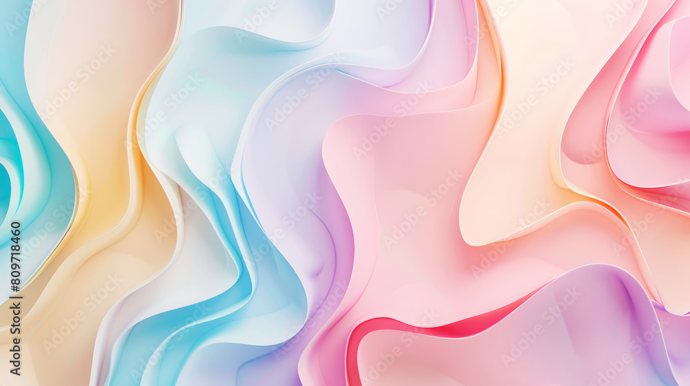 Motion background with smooth 3d wave shapes, light matte pastel palette. business aesthetic concept. Generative AI Motion background with smooth 3d wave shapes, light matte pastel palette. business aesthetic concept. Generative AI