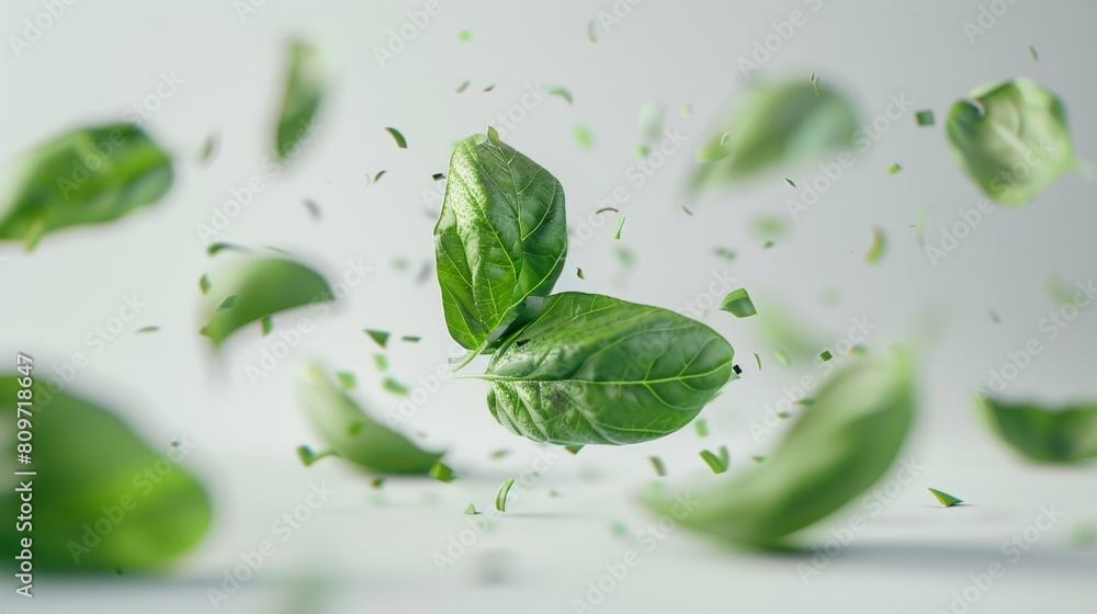 Obraz premium Clean and basic shot of a spinning piece of basil