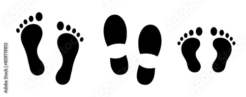 Footprint. Human footprint icon. Baby footprint.  Silhouette of footprints. Vector illustration.