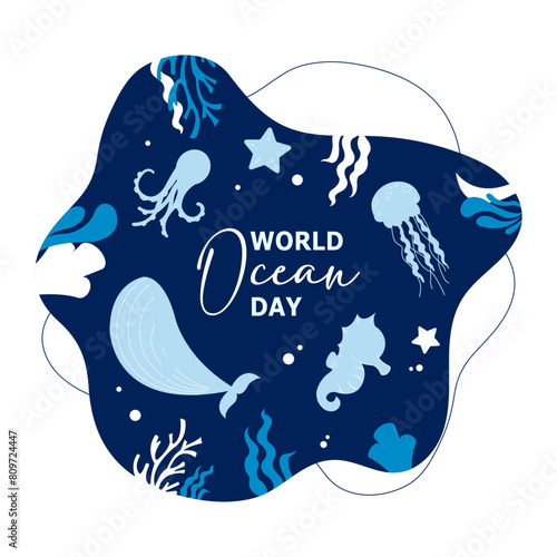 Ocean Day flat Illustration