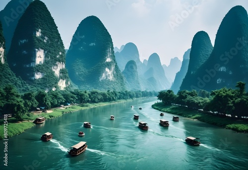 Journey Along the Li River: Exploring the Iconic Landscapes of Guilin, China photo