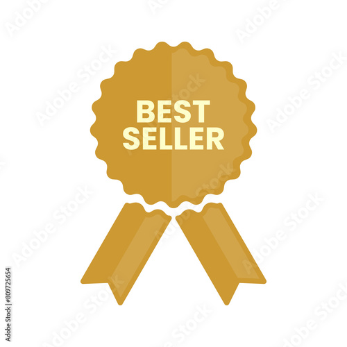 Flat vector illustration of a best seller sign label. Perfect for design element of the best products and bestseller retailer. Simple top seller badge icon.